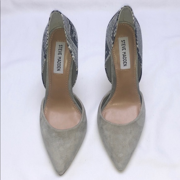 Grey suede/snake print heel - Picture 2 of 4